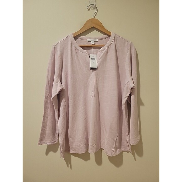 NWT J. Jill Shirt Pure Jill Tea Dyed Organic Cotton Tunic Size XL Petite Pink - Picture 1 of 9